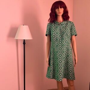 HANDMADE! Vintage Geometric Pattern A-Line Mod Dress